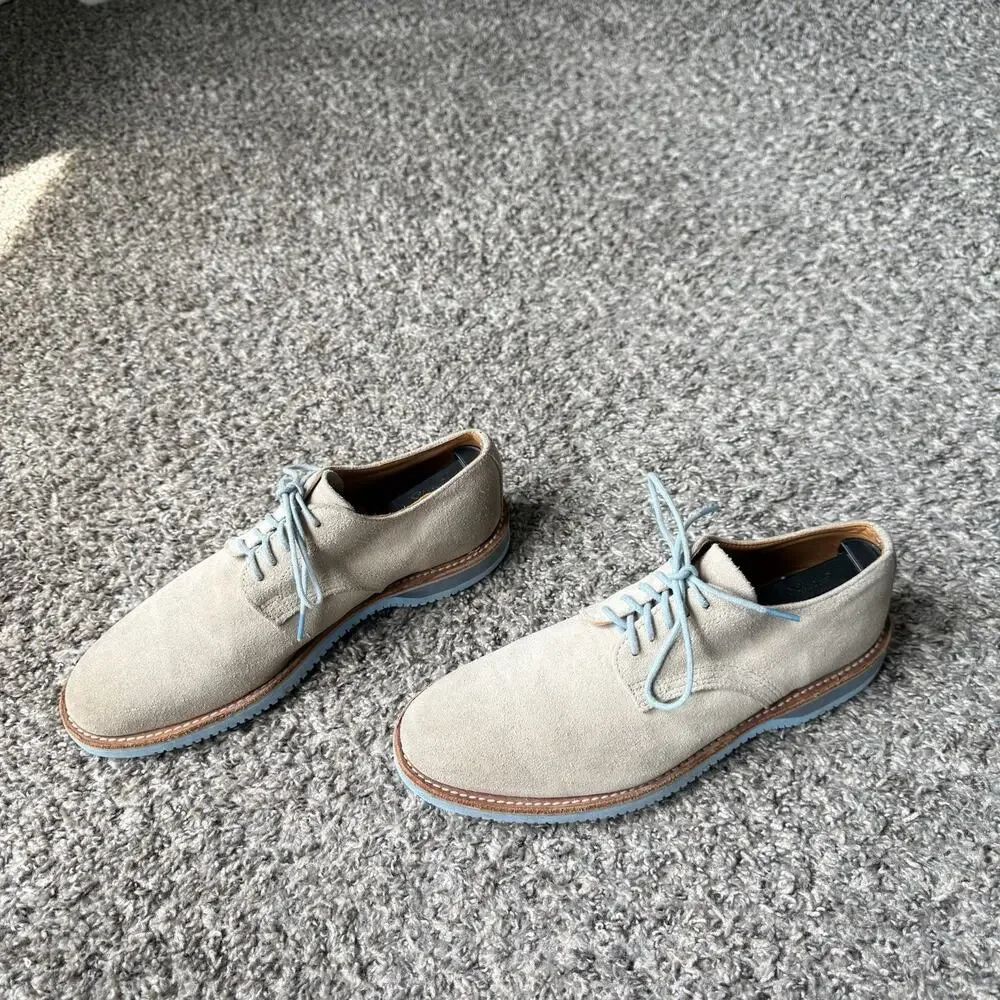 WALK-OVER Men’s Ivory Cream Oxford Suede Leather Shoes Size US 8.5 M VTG